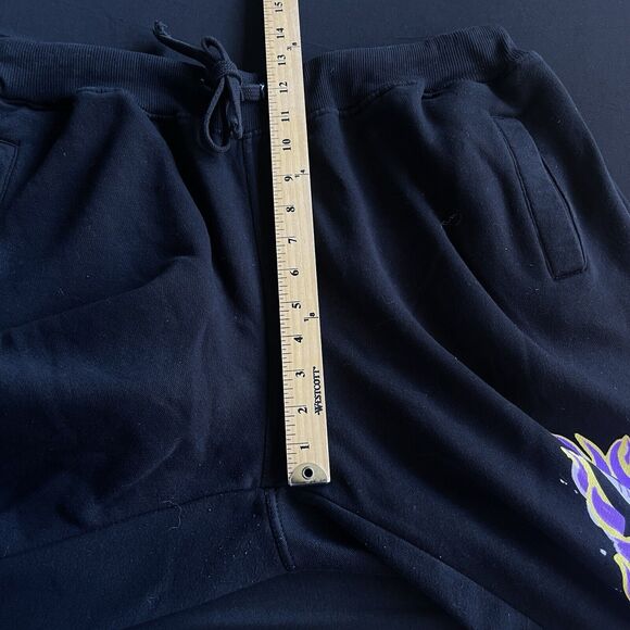 Grafitti Spellout Womens Sweatpants Large Black Jogger Pants Athleisure Hip Hop - Picture 7 of 9